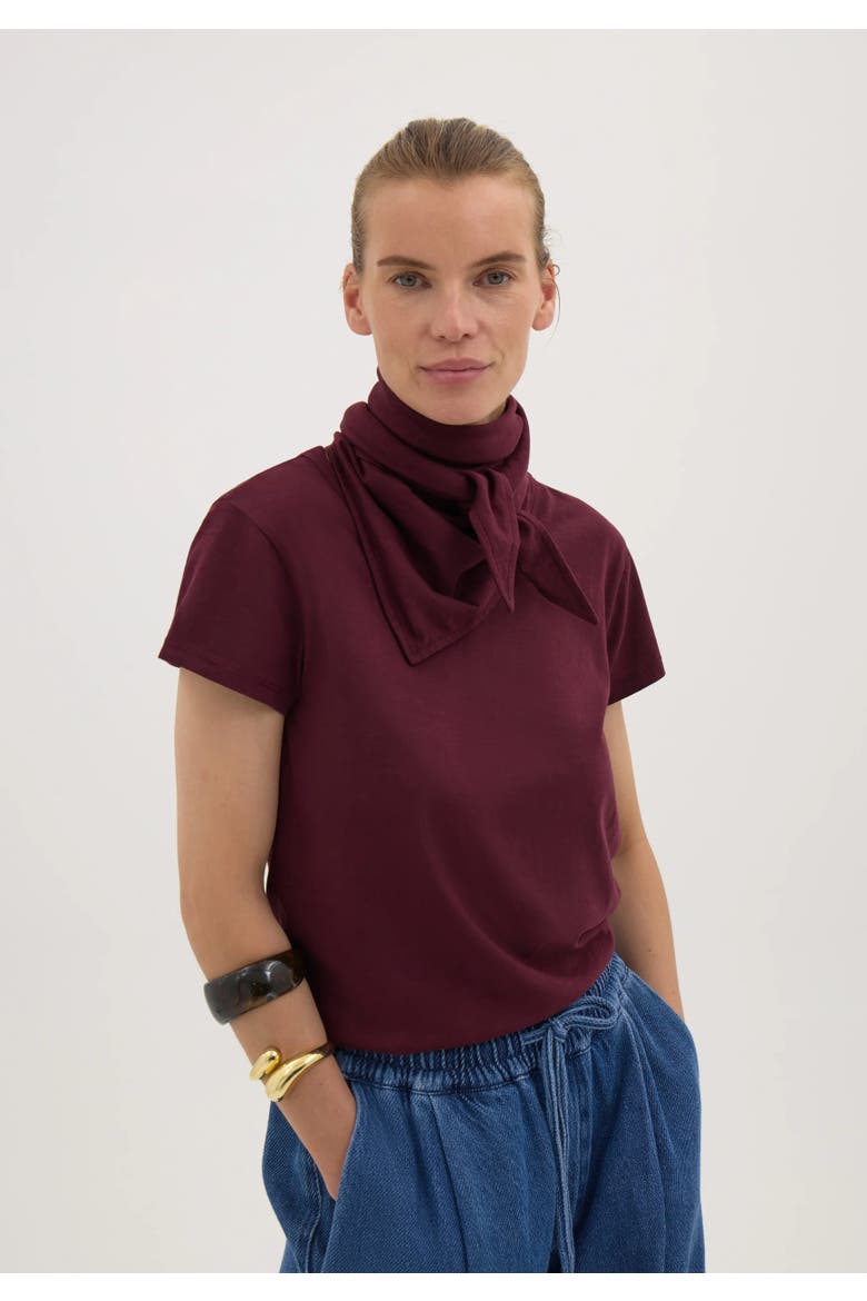 Minna Slim Fit Scarf Detail Slub T-Shirt, Main, color, Dark Wine Red
