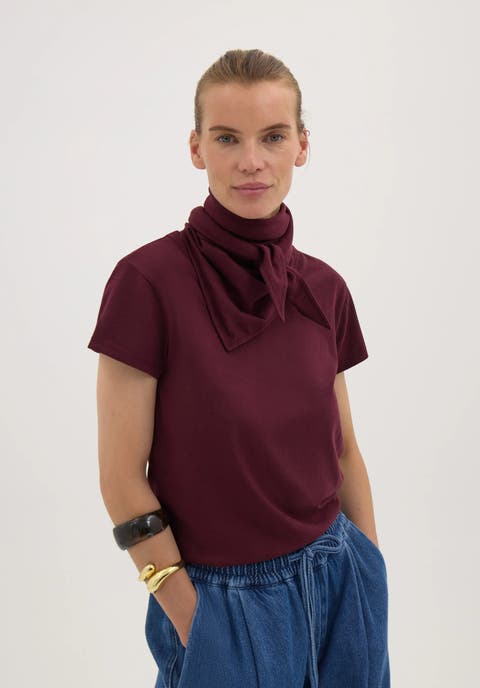 Minna Slim Fit Scarf Detail Slub T-Shirt