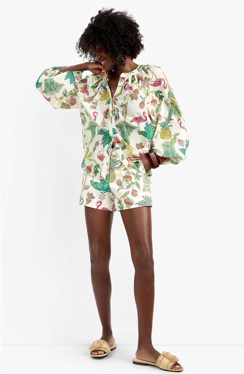 Trina Turk Norry Long-Sleeve Flamingo Fizz Voile Top, Alternate, color, Flamingo Fizz Voile