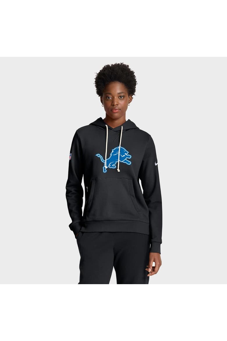 Women's Nike Black Detroit Lions Throwback Sideline Standard Issue Dri-FIT Hoodie, Main, color, Black