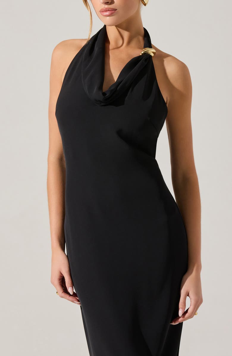 ASTR the Label Alanna Metal Buckle Detail Halter Neck Dress, Alternate, color, Black