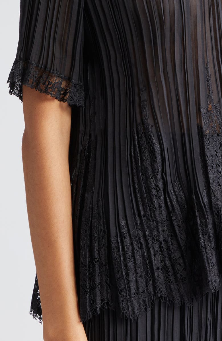 Zimmermann Pleated Lace Trim Semisheer Top, Alternate, color,