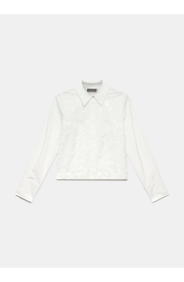 MINT VELVET Sequin Lace Cotton Shirt, Alternate, color, Ivory