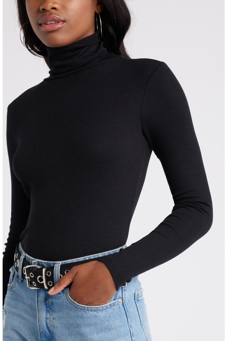 Turtleneck Ribbed Top, Alternate, color, BLACK