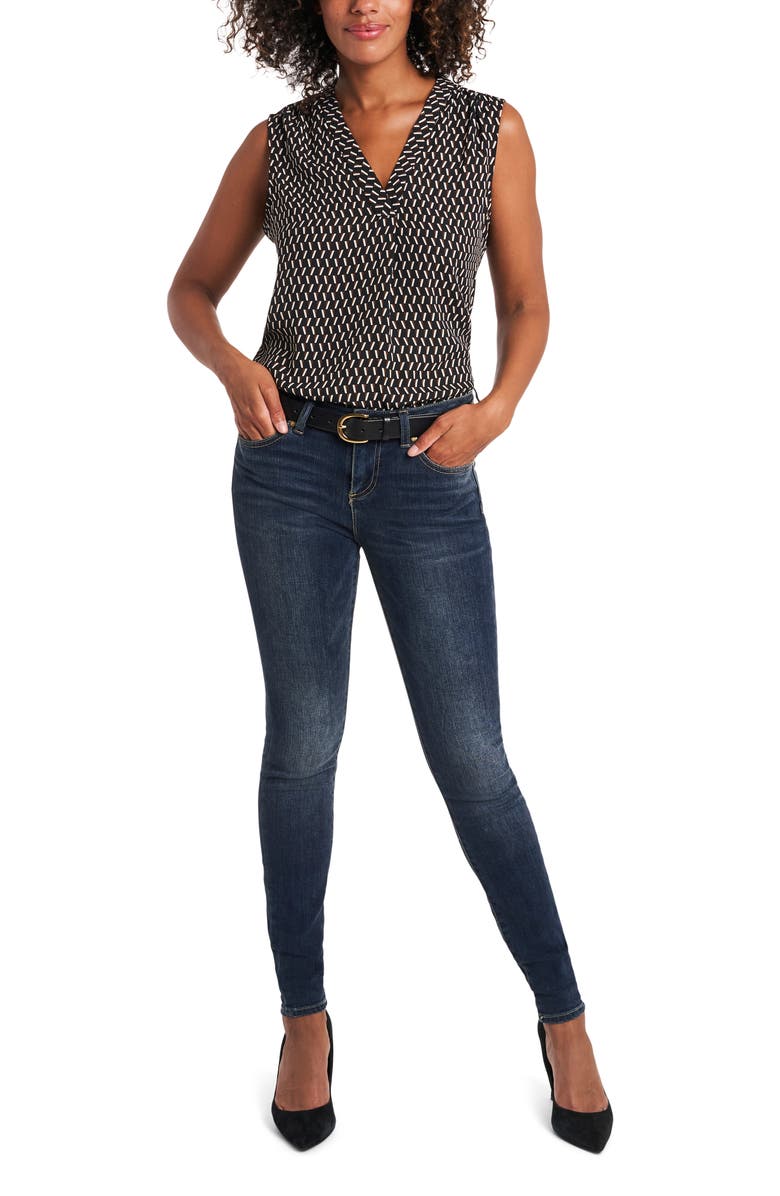 Vince Camuto Dash Print Sleeveless V-Neck Blouse, Alternate, color, 