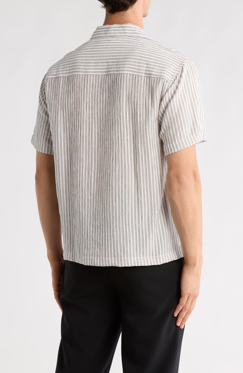 DENIM AND FLOWER Stripe Print Relaxed Fit Camp Shirt, Alternate, color, Off White