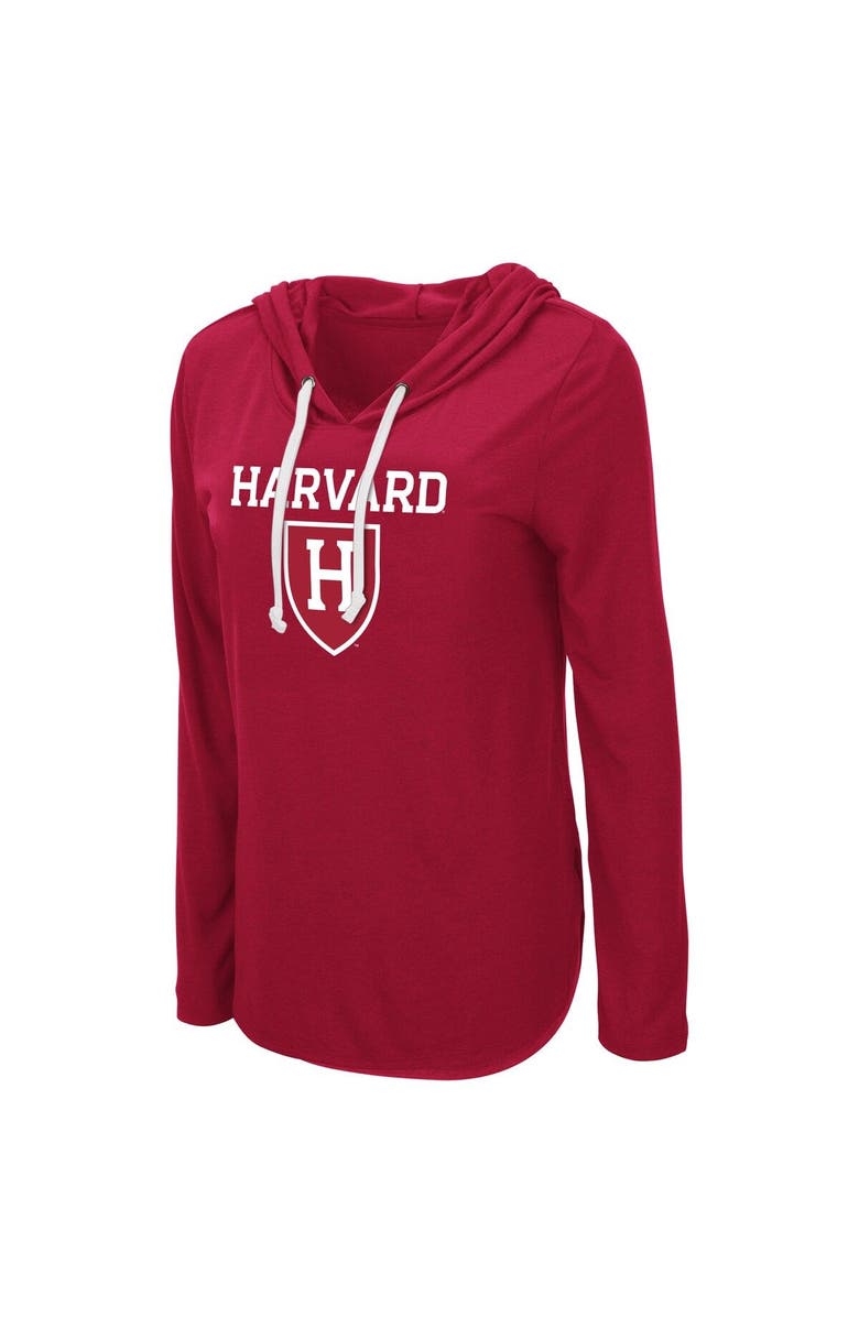 COLOSSEUM Women's Colosseum Crimson Harvard Crimson My Lover Lightweight Hooded Long Sleeve T-Shirt, Alternate, color, 