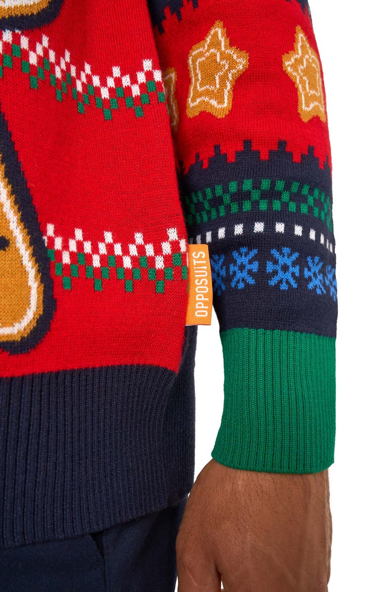 OppoSuits Gingerbread Christmas Crewneck Sweater, Alternate, color, Red Multi