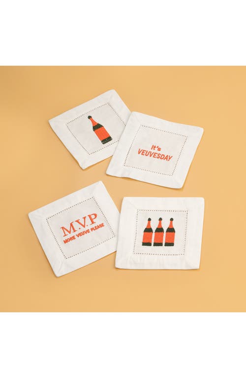 Tiramisu Set Of 4 Embroidered Coasters In Red