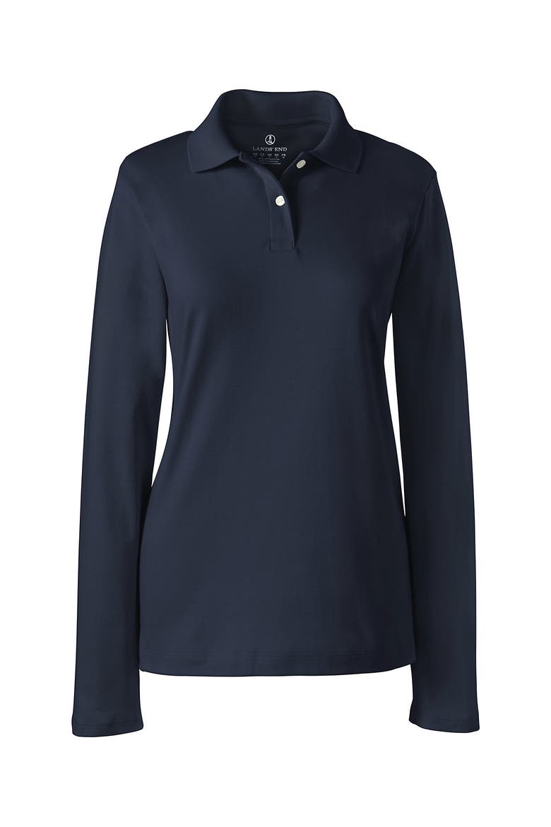 School Uniform  Long Sleeve Feminine Fit Interlock Polo Shirt, Alternate, color, Classic Navy