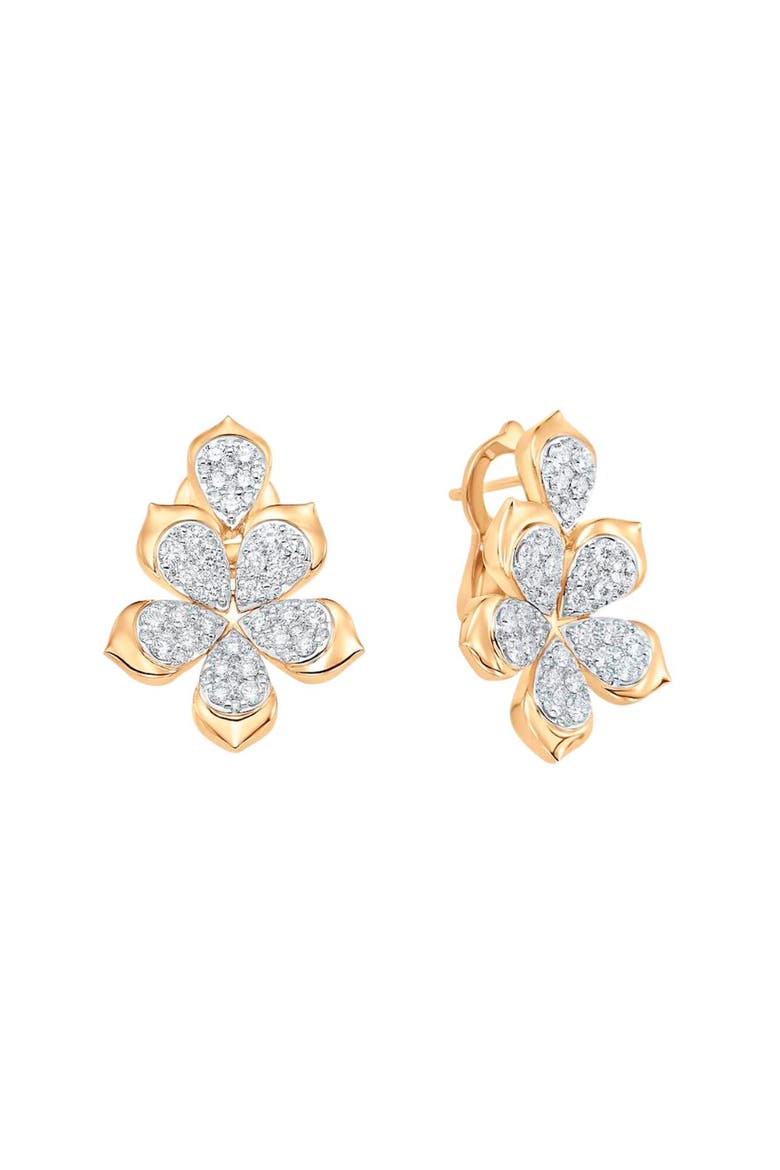 Lierre Diamond Flower Stud Earrings, Main, color, DIA 18KYG