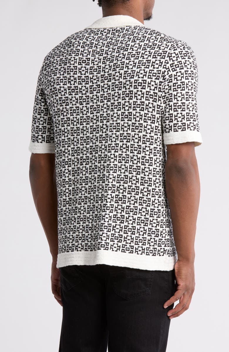 TRUTH Jacquard Short Sleeve Cardigan, Alternate, color, Black/ Ivory