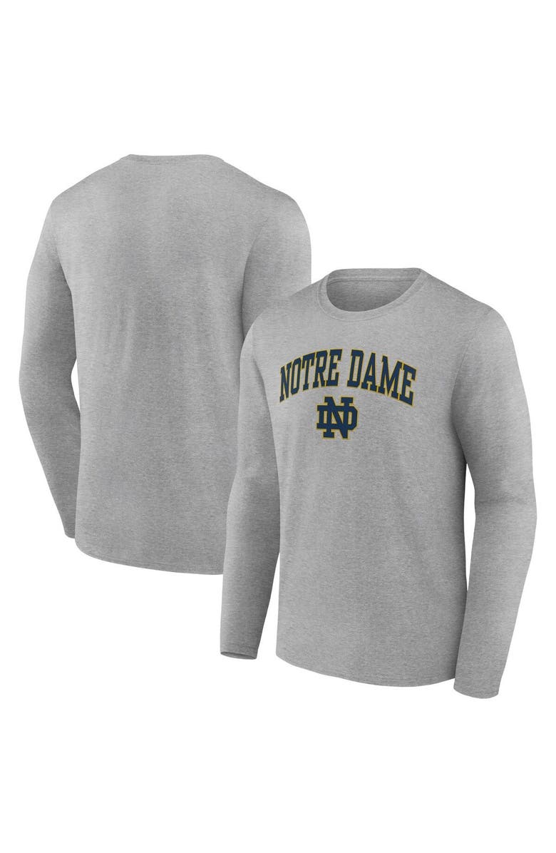FANATICS Men's Fanatics Branded Heather Gray Notre Dame Fighting Irish Campus Long Sleeve T-Shirt, Main, color, 