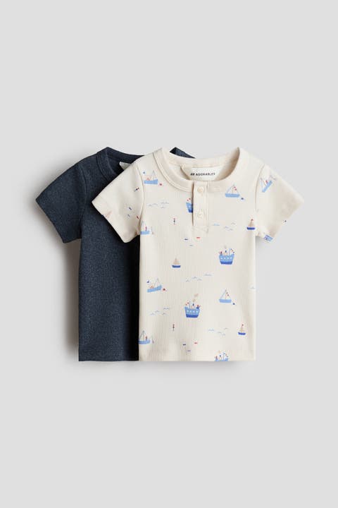 2-pack Cotton Henley Tops