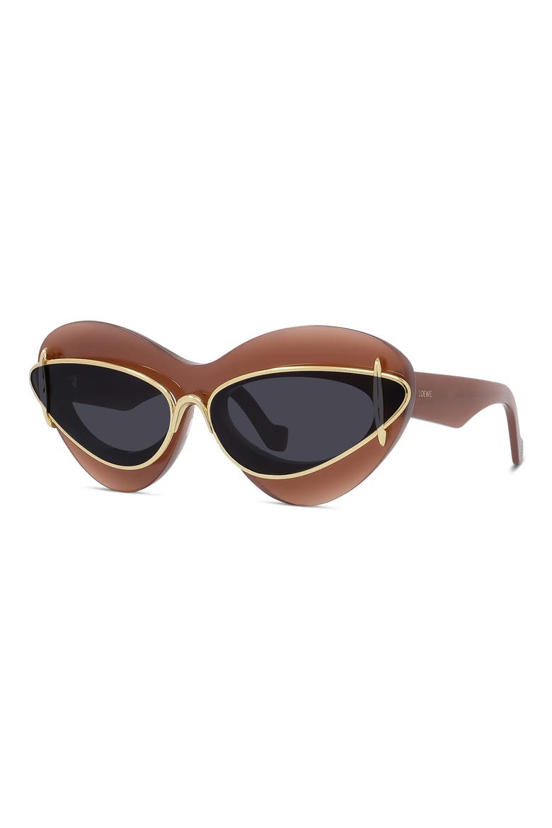 Double Frame 67mm Oversize Cat Eye Sunglasses, Alternate, color, MILKY BORDEAUX / SMOKE