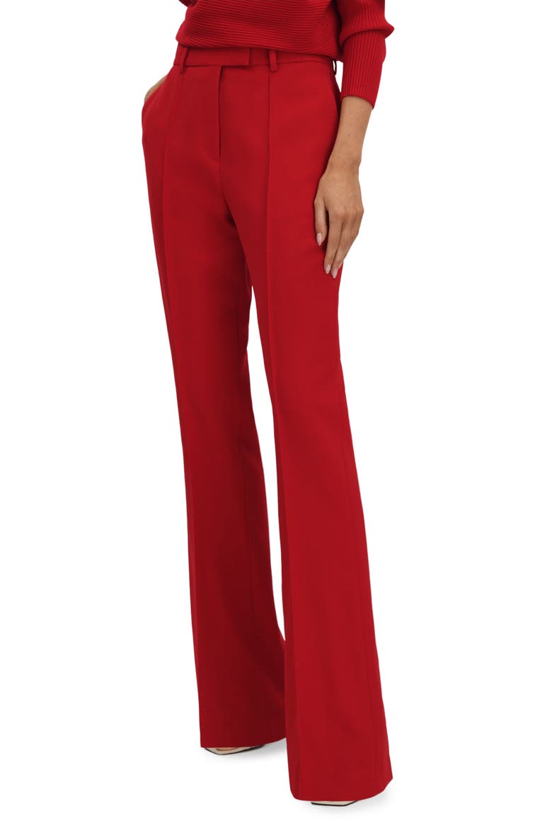 Millie Pleated Wool Blend Pants, Main, color, RED