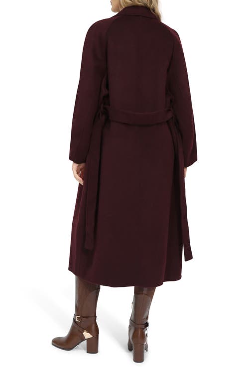 Belle & Bloom Wool Blend Wrap Coat In Burgundy