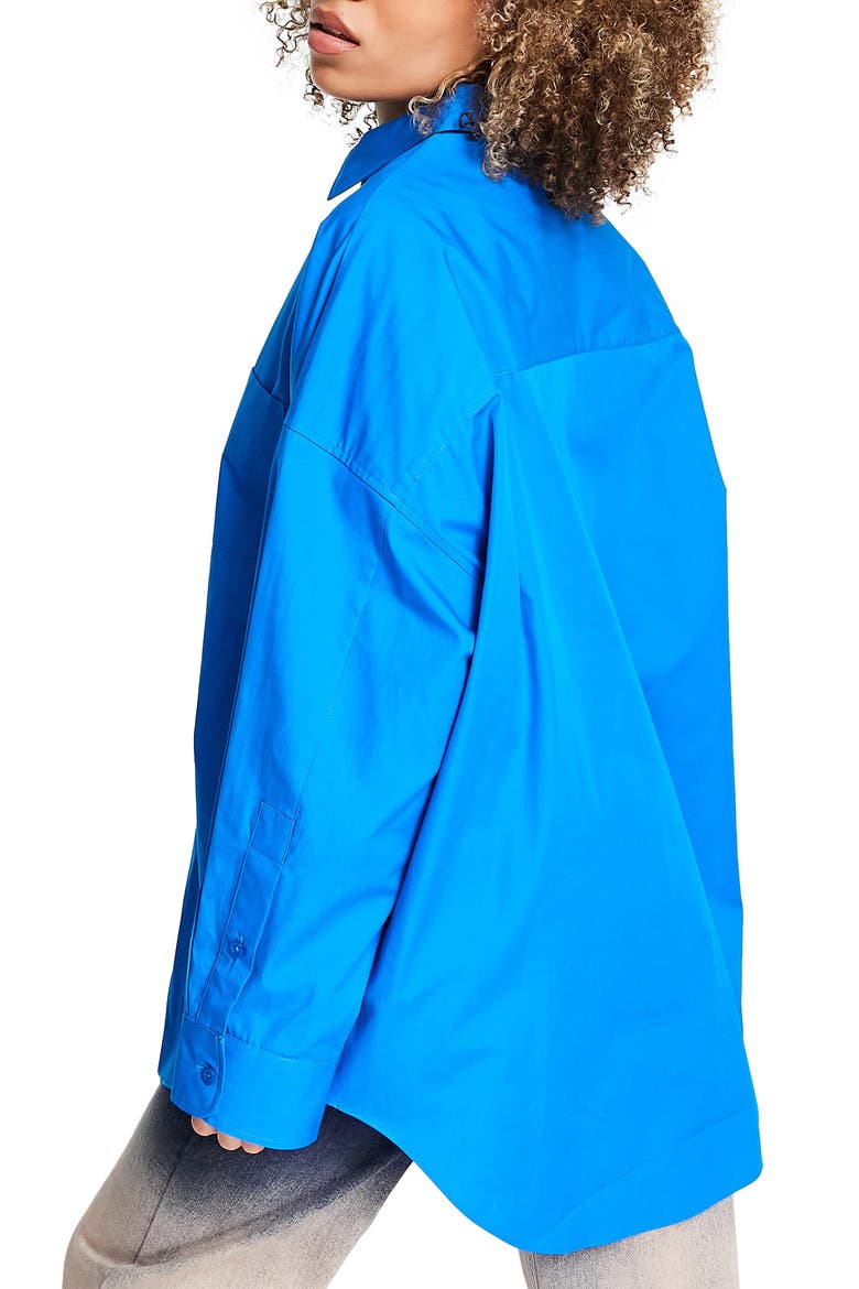 Oversized Poplin Button-Up Shirt, Alternate, color, MID BLUE