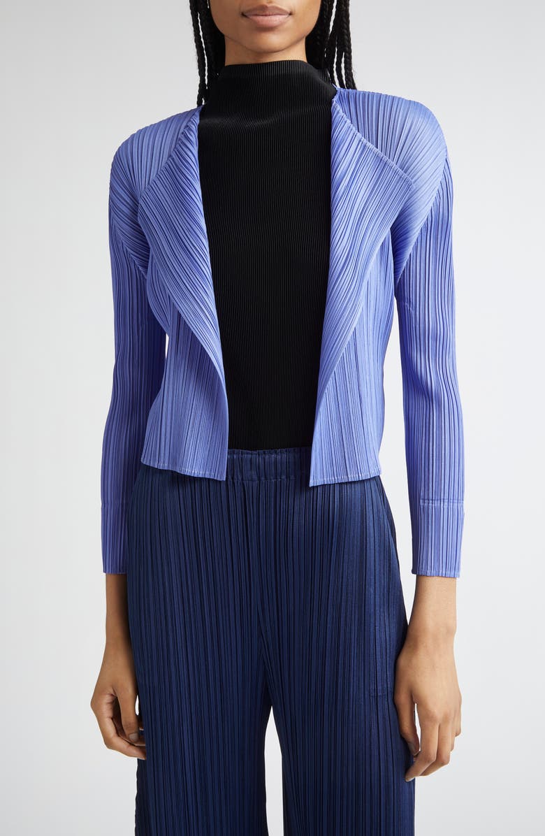 Pleats Please Issey Miyake Monthly Colors March Pleated Open Front Cardigan, Main, color,