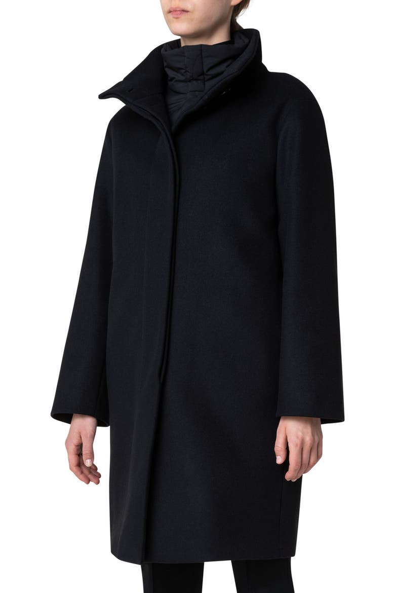 2-in-1 Quilted & Wool Blend Car Coat, Alternate, color, 009 BLACK