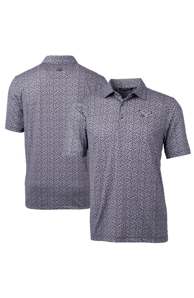 Cutter & Buck Men's Cutter & Buck Black Philadelphia Eagles Pike Magnolia Print Stretch Polo, Main, color, 