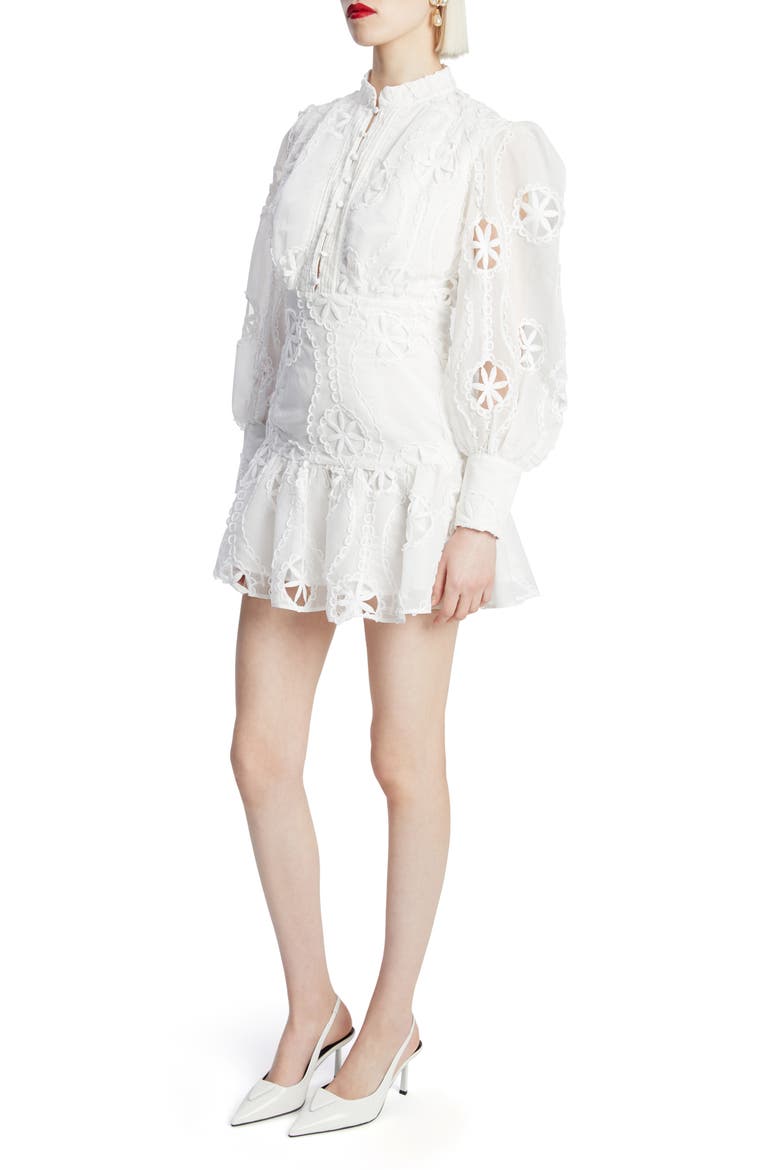 Remy Long Sleeve Floral Lace Minidress, Alternate, color, ORCHID WHITE