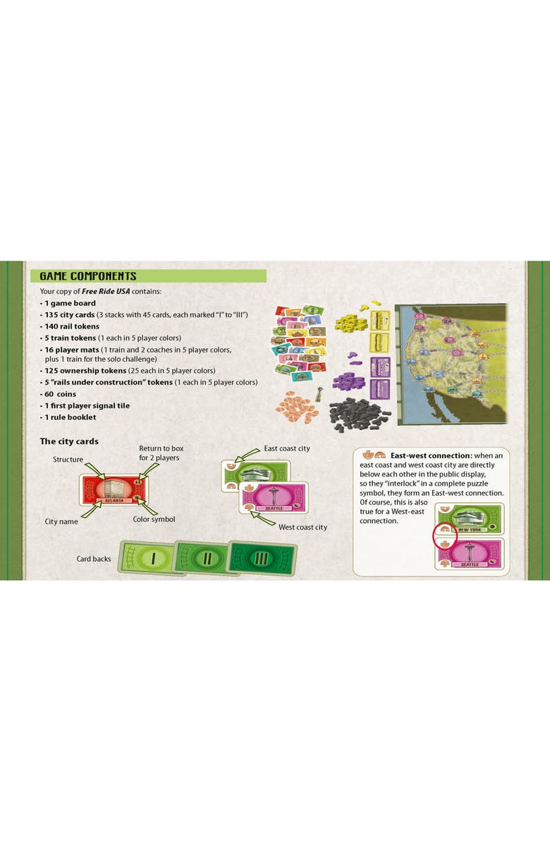 Rio Grande Games Free Ride Usa Railroad Strategy Board Game, Alternate, color, Multicolored