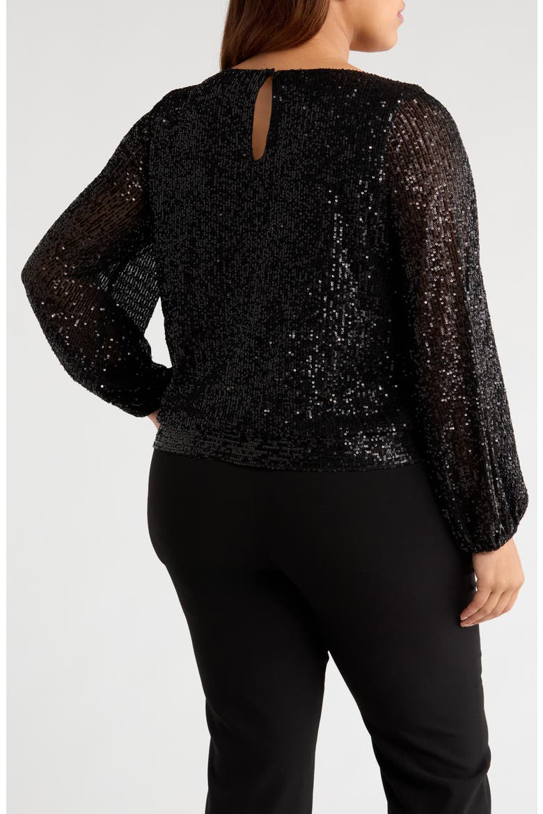 Sequin Tie Hem Top, Alternate, color, BLACK