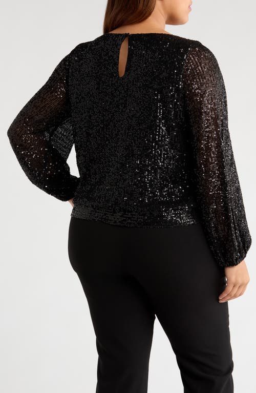 Tahari Asl Sequin Tie Hem Top In Black