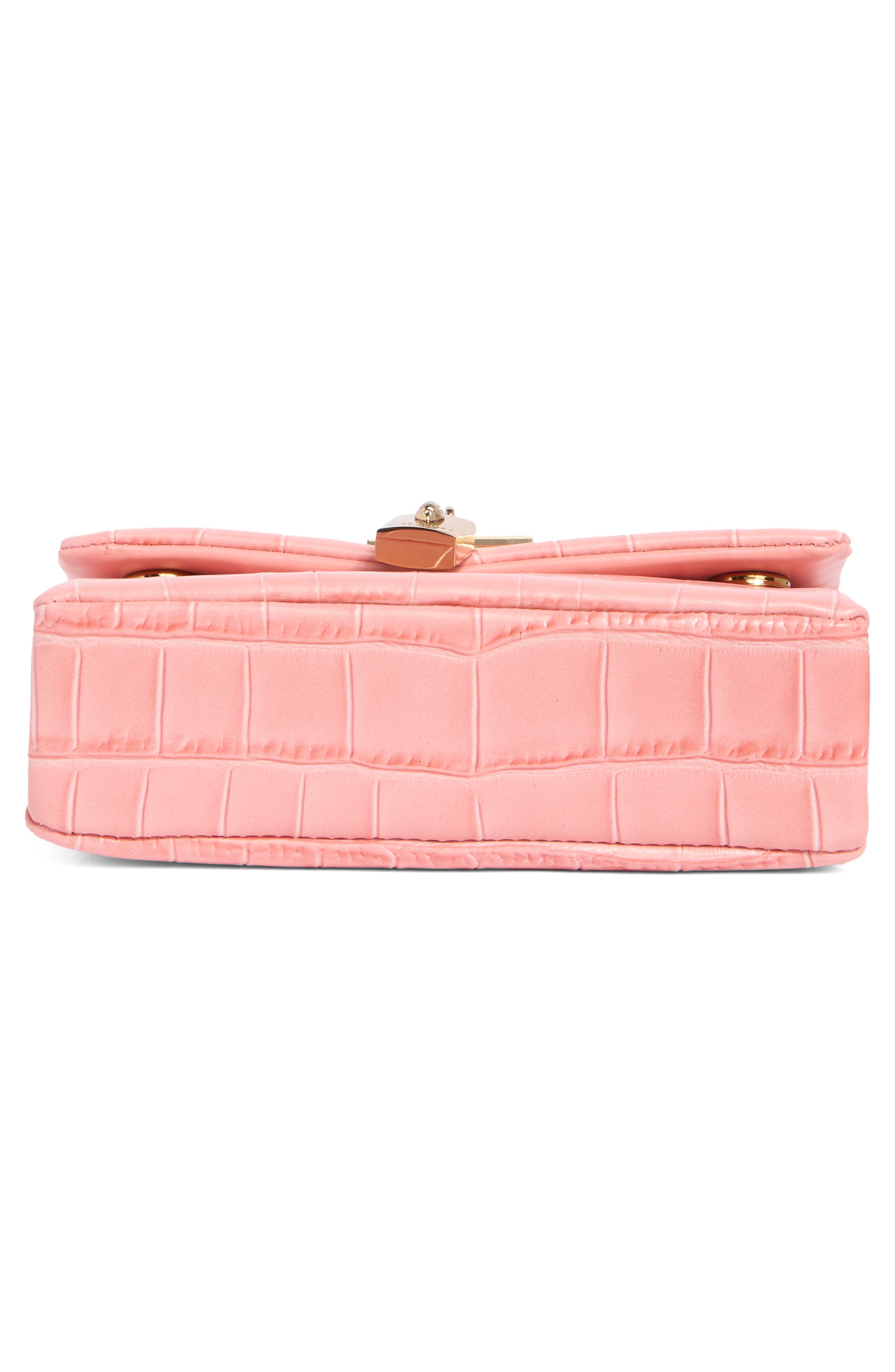 Mini Brixton Croc Embossed Leather Crossbody Bag, Alternate, color, PINK