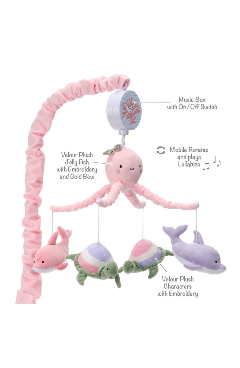Lambs & Ivy Sea Dreams Dolphin/Turtle Musical Baby Crib Mobile Soother Toy, Alternate, color, Pink