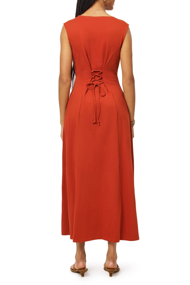 Boat Neck Sleeveless Dress, Alternate, color, PICANTE