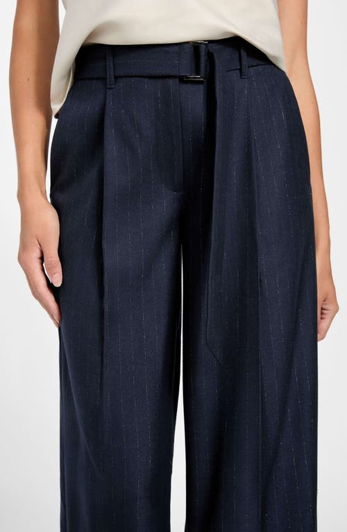 Guess Zanita Pinstripe Wide Leg Pants In Blue