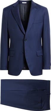 Peter Millar Hartford Classic Fit Blue Microtexture Wool Suit