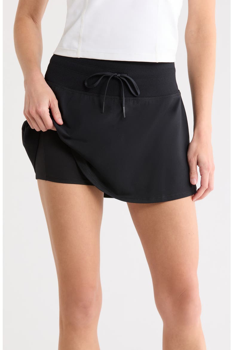 GoWalk® Rib Mix Skirt, Alternate, color, BOLD BLACK