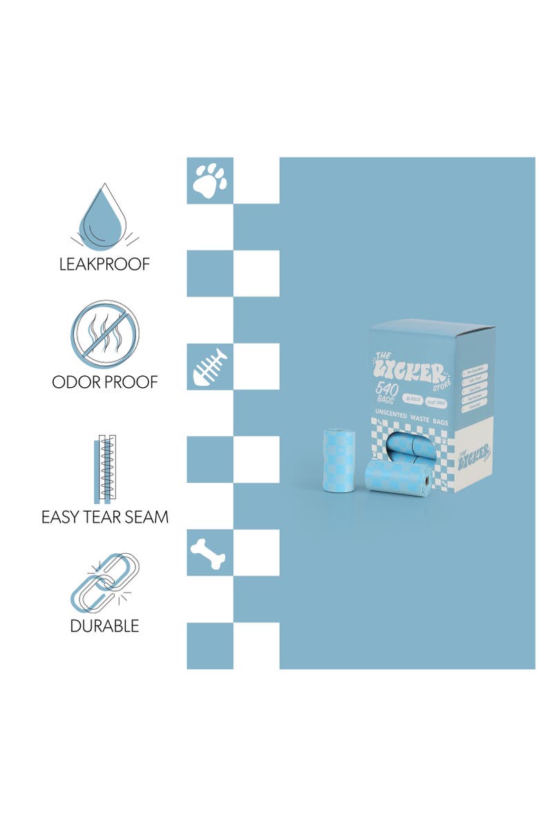 The Licker Store 13 in. x 9 in. Extra Thick Leak Proof Unscented Dog Poop Bags, Blue, Alternate, color, 540 Count, 36-Rolls