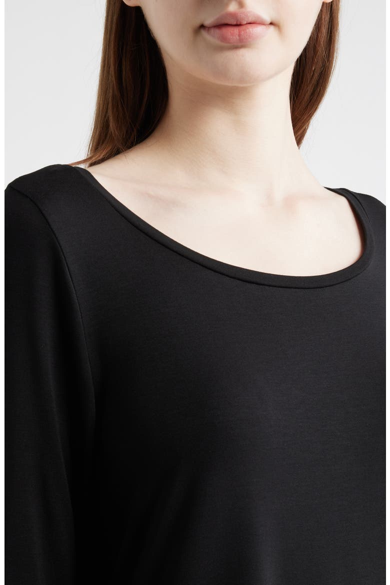 Ballet Neck Long Sleeve Tunic, Alternate, color, BLACK