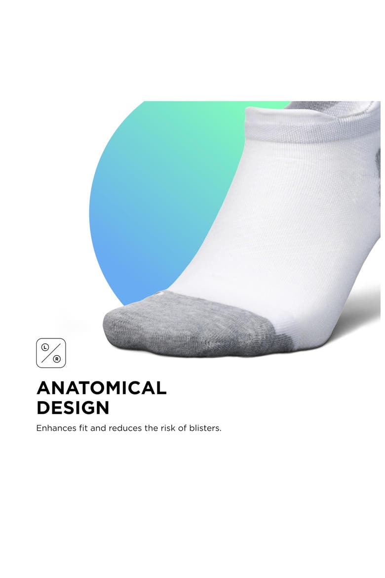 Elite Max Cushion No Show Tab Ankle Socks  Sport Sock with Targeted Compression, Alternate, color, White Rose