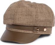 Vince Camuto Tweed & Faux Leather Newsboy Cap