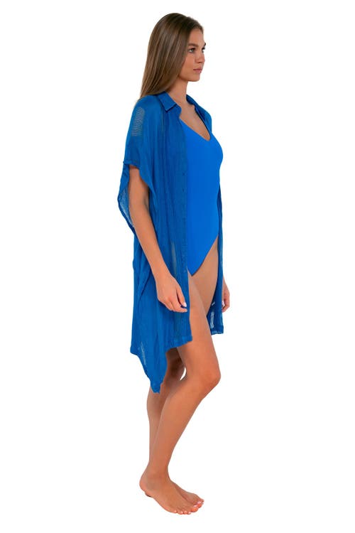 Sunsets Shore Thing Tunic In Electric Blue