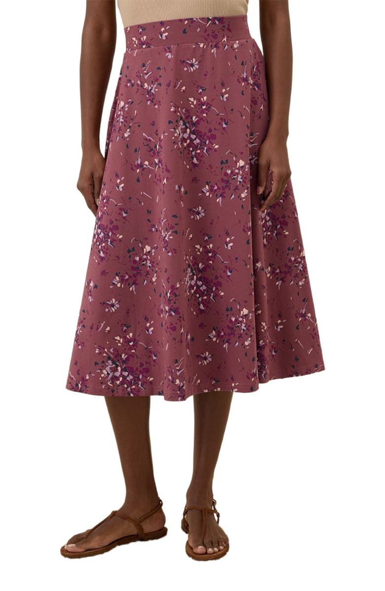Pact Organic Cotton Fit & Flare Midi Skirt, Alternate, color, Dotted Sprays Mauve