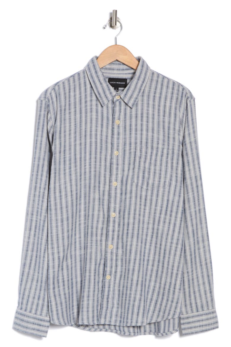 Stripe Ballona Cotton Button-Up Shirt, Alternate, color, BLUE STRIPE