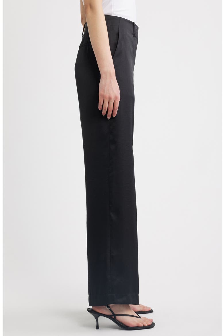 Classic Straight Leg Satin Pants, Alternate, color, BLACK