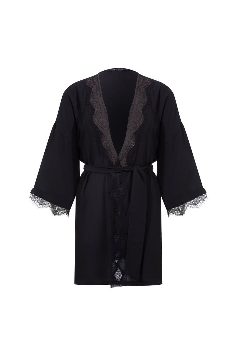 Caroline Chiffon Robe, Alternate, color, Black