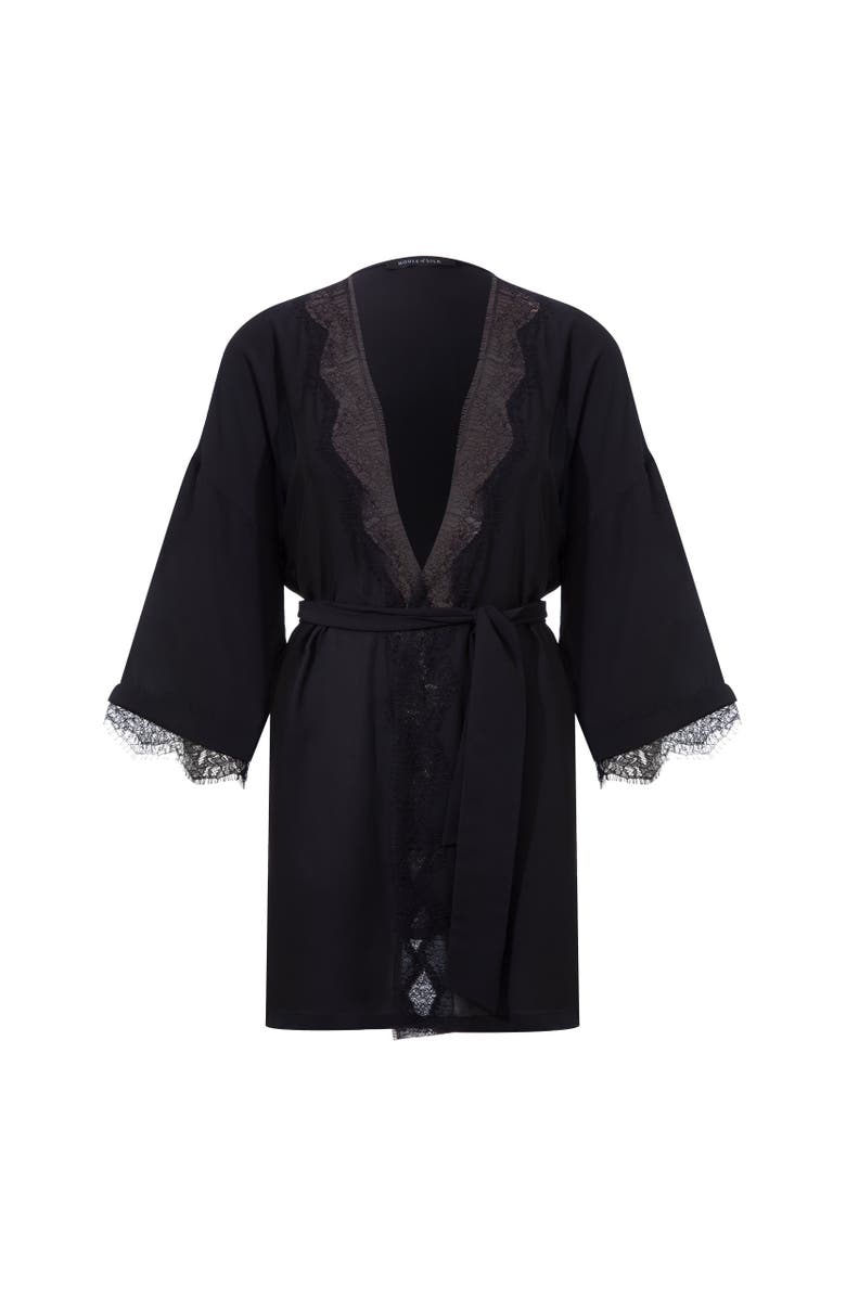 House Of Silk Caroline Chiffon Robe, Alternate, color, Black