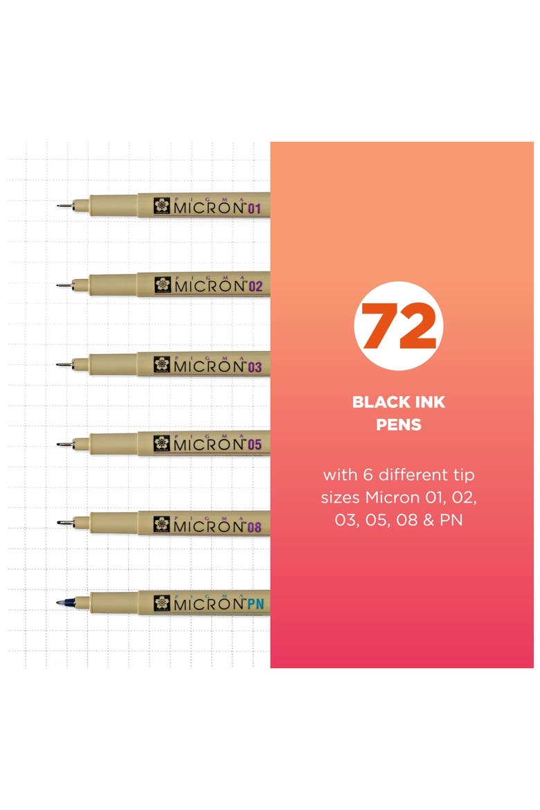 Pigma Micron Fineliner Pens, Black, Classroom Set, 72 Pack, Alternate, color, Green