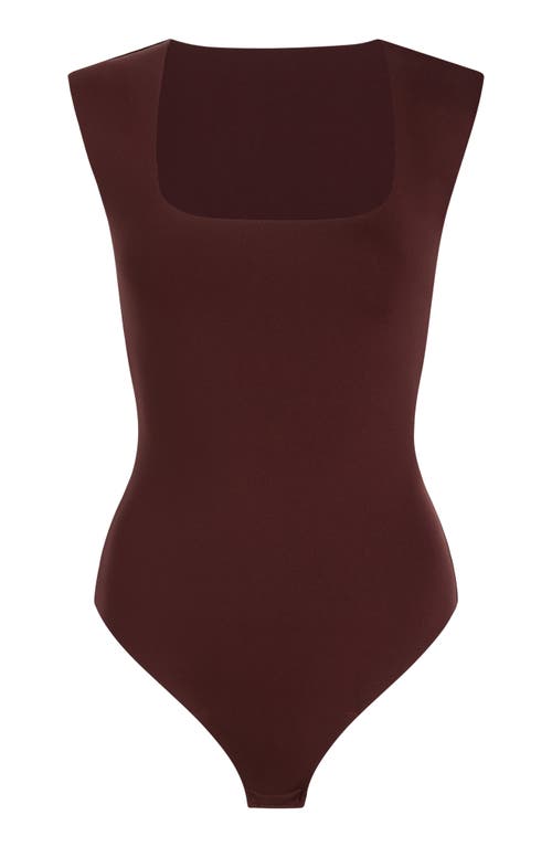 Commando Neoprene Cap Sleeve Bodysuit In Burgundy