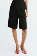 MANGO Straight Linen Blend Bermuda Shorts