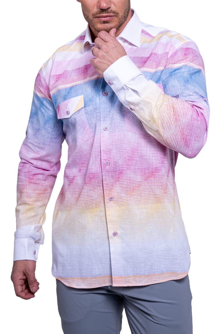 Archimedes Resistance Contemporary Fit Button-Up Shirt, Alternate, color, PURPLE