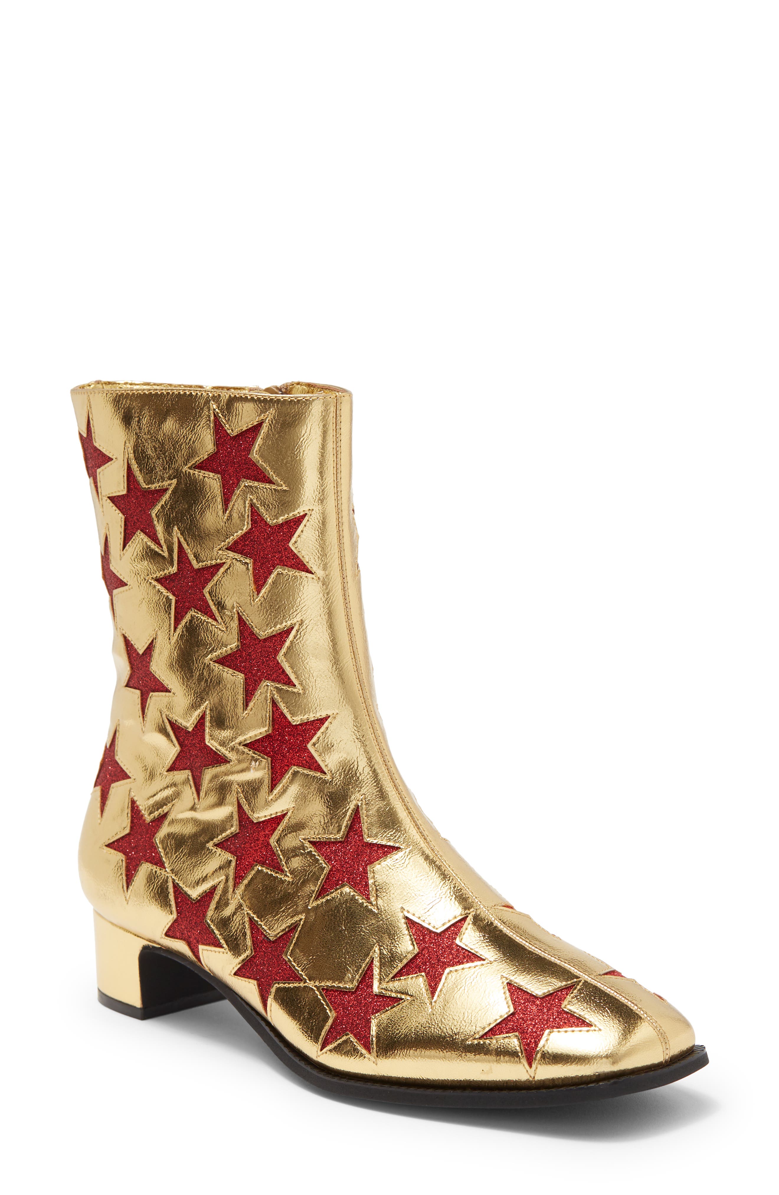 On Mars Bootie, Main, color, GOLD RED GLITTER